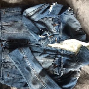 pacsun denim fur jacket size M